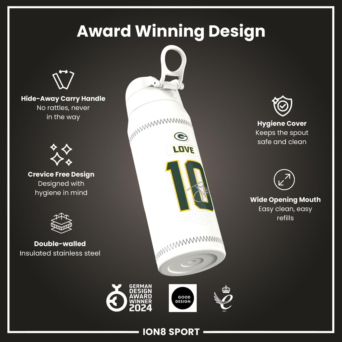 NFL x ION8, Inox isotherme, GameDay Series, Love Packers, 750 ml