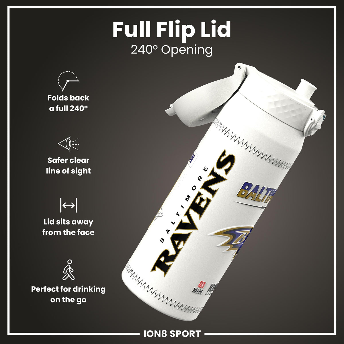 NFL x ION8, Inox isotherme, GameDay Series, Lamar Ravens, 750 ml