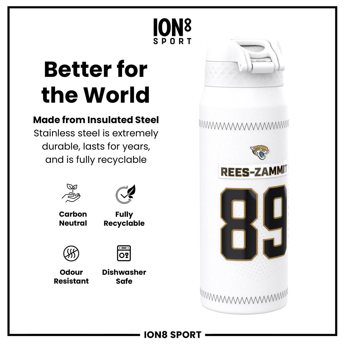 NFL x ION8, Inox isotherme, GameDay Series, Zammit Jaguars, 750 ml