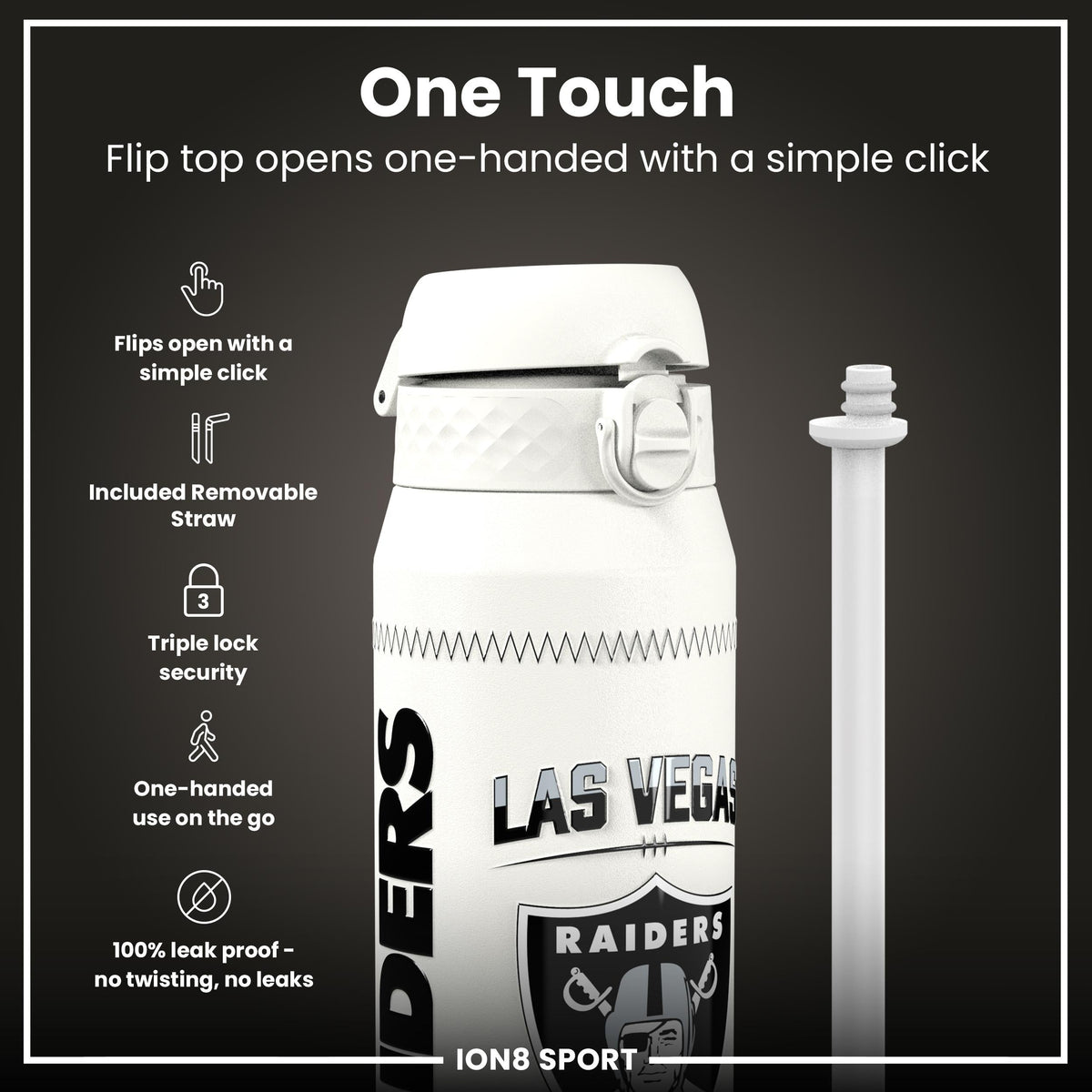 NFL x ION8, Inox isotherme, GameDay Series, Crosby Raiders, 750 ml