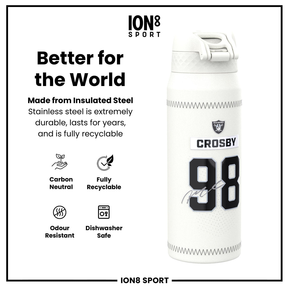 NFL x ION8, Inox isotherme, GameDay Series, Crosby Raiders, 750 ml