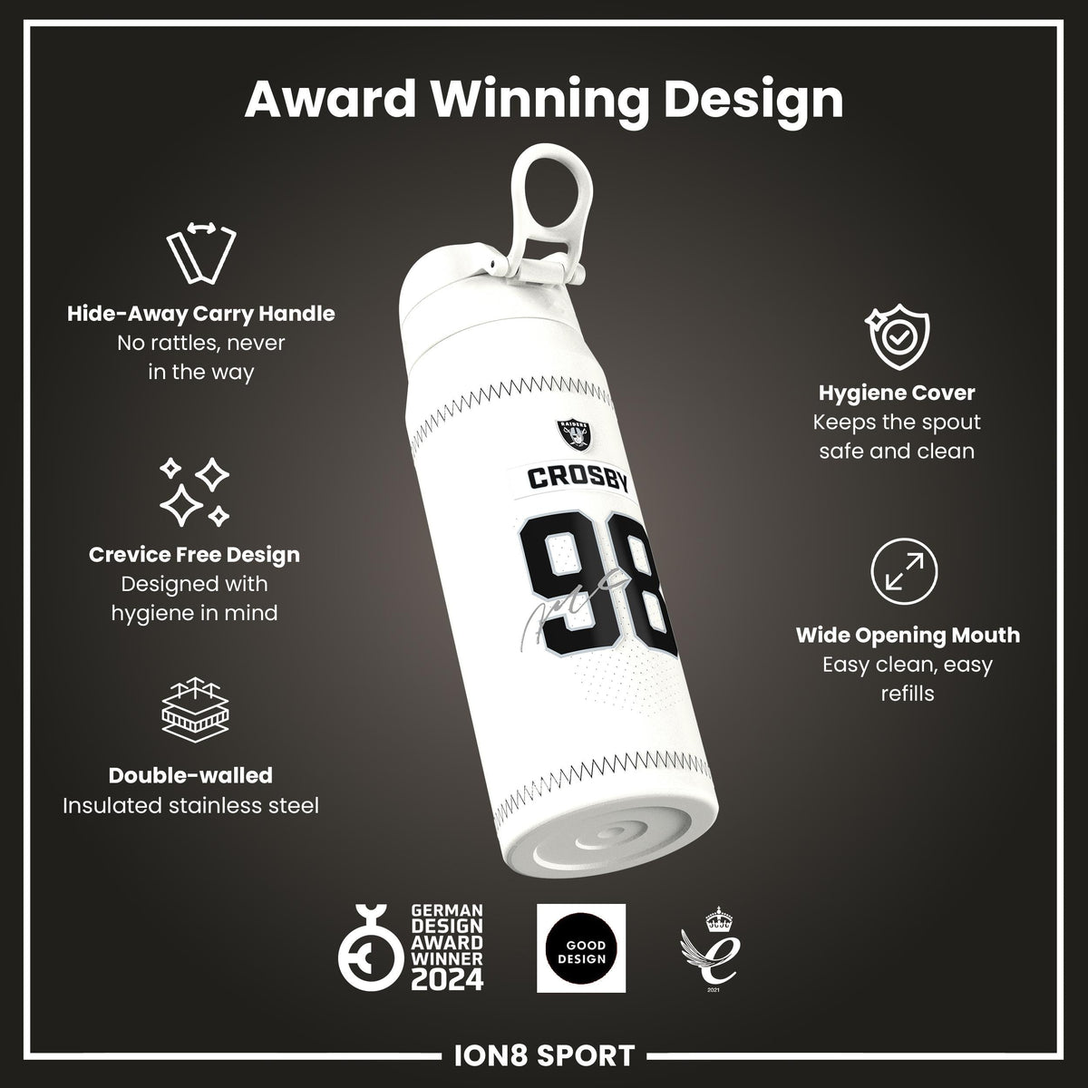 NFL x ION8, Inox isotherme, GameDay Series, Crosby Raiders, 750 ml