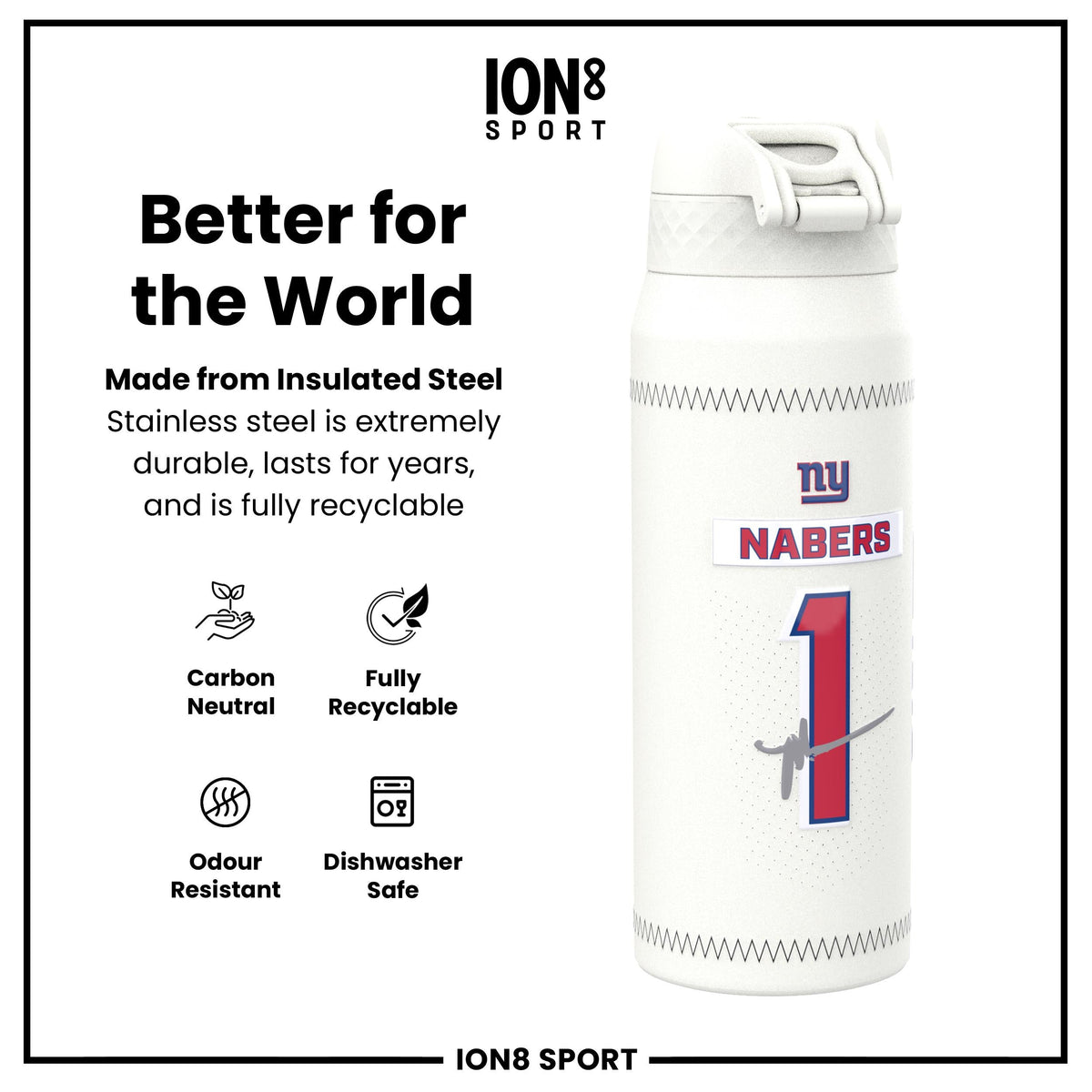 NFL x ION8, Inox isotherme, GameDay Series, Nabers Giants, 750 ml