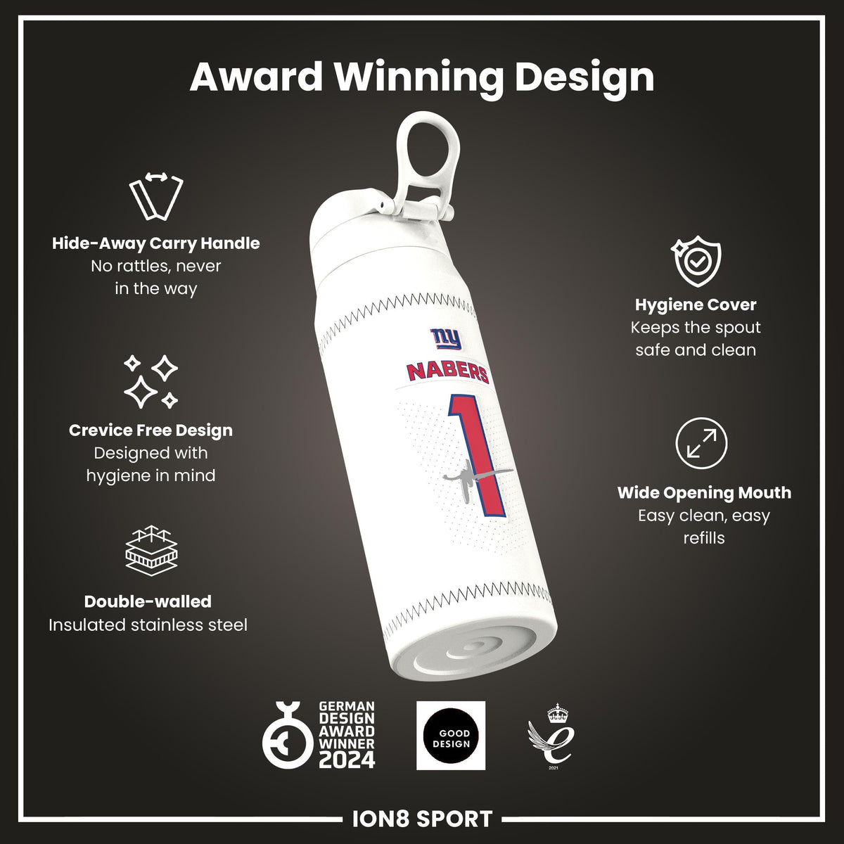 NFL x ION8, Inox isotherme, GameDay Series, Nabers Giants, 750 ml