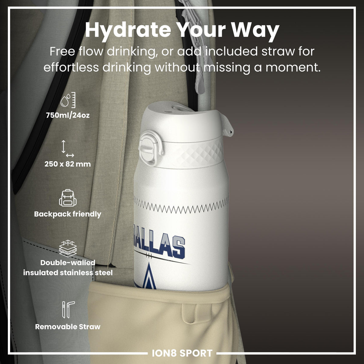 NFL x ION8, Inox isotherme, GameDay Series, Parsons Cowboys, 750 ml