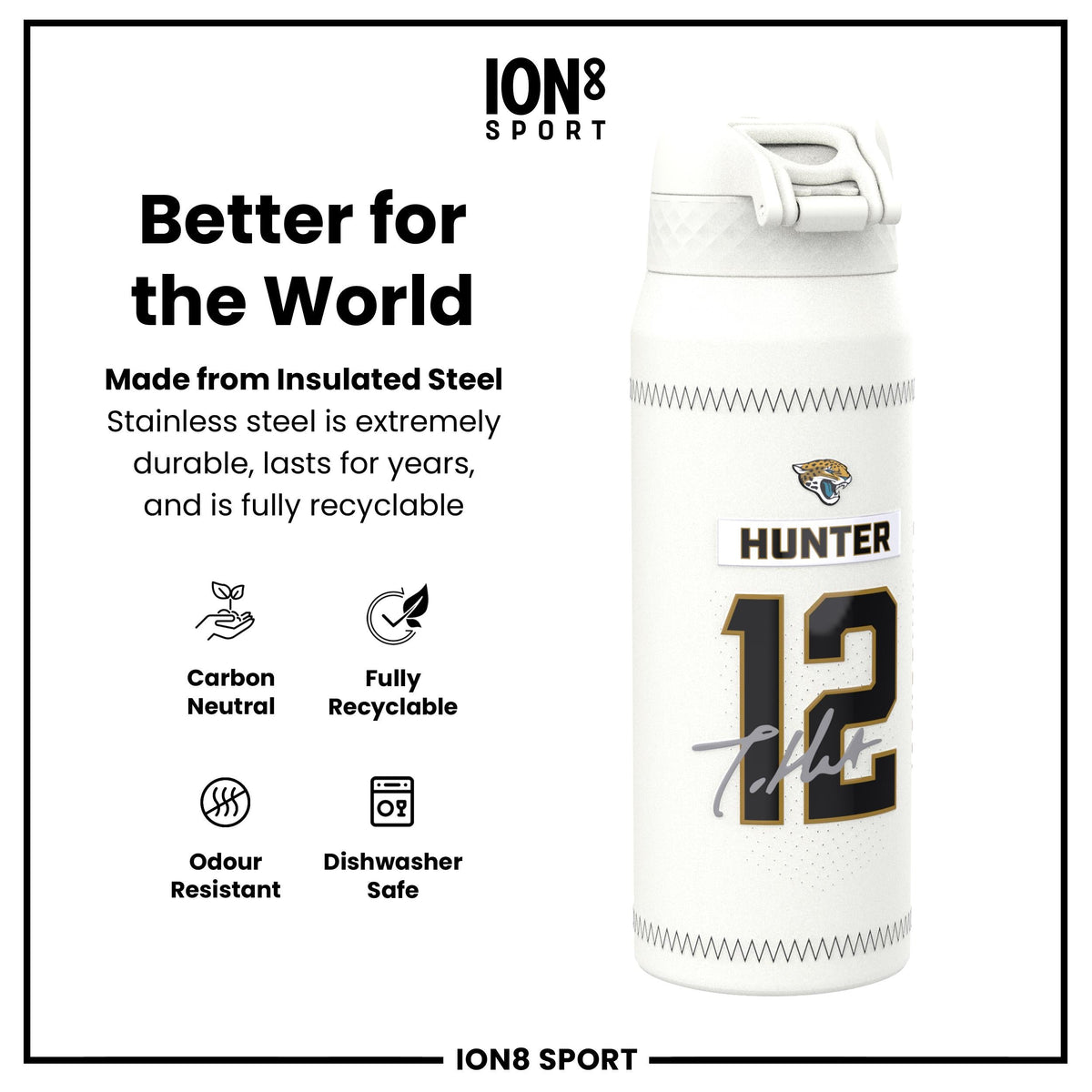 NFL x ION8, Inox isotherme, GameDay Series, Hunter Jaguars, 750 ml