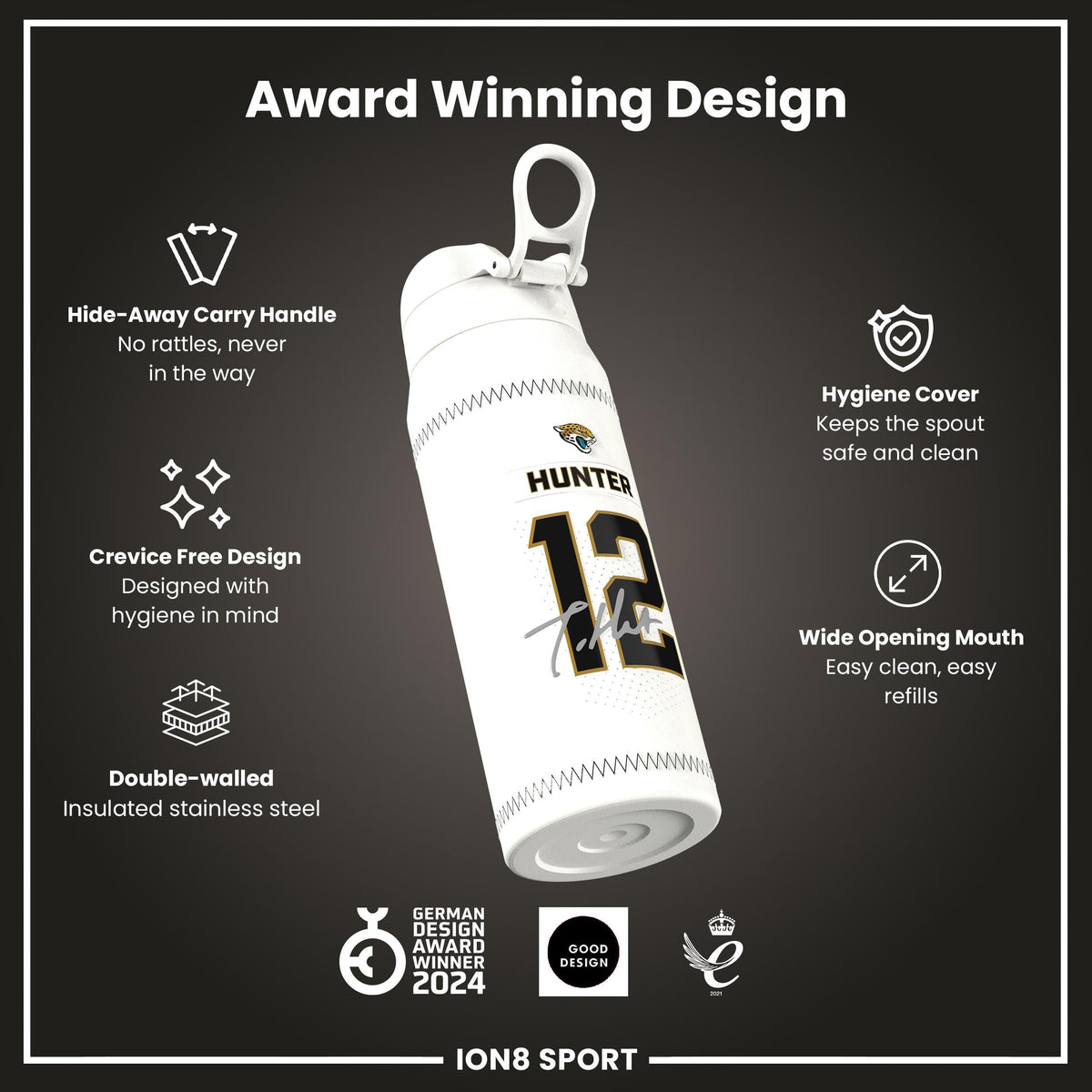NFL x ION8, Inox isotherme, GameDay Series, Hunter Jaguars, 750 ml