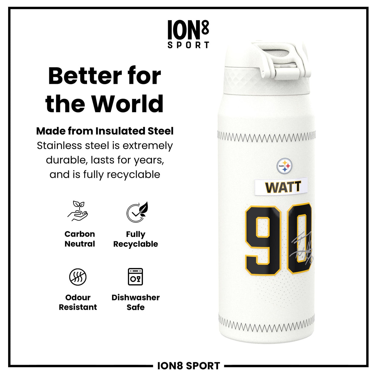 NFL x ION8, Inox isotherme, GameDay Series, Watt Steelers, 750 ml