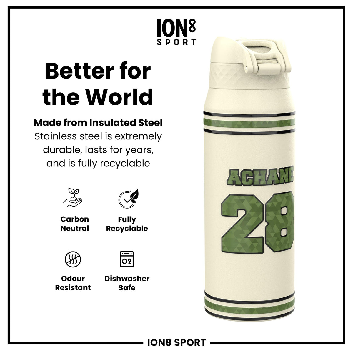 NFL x ION8, Inox isotherme, Icon Series, De'Von Achane, 750 ml