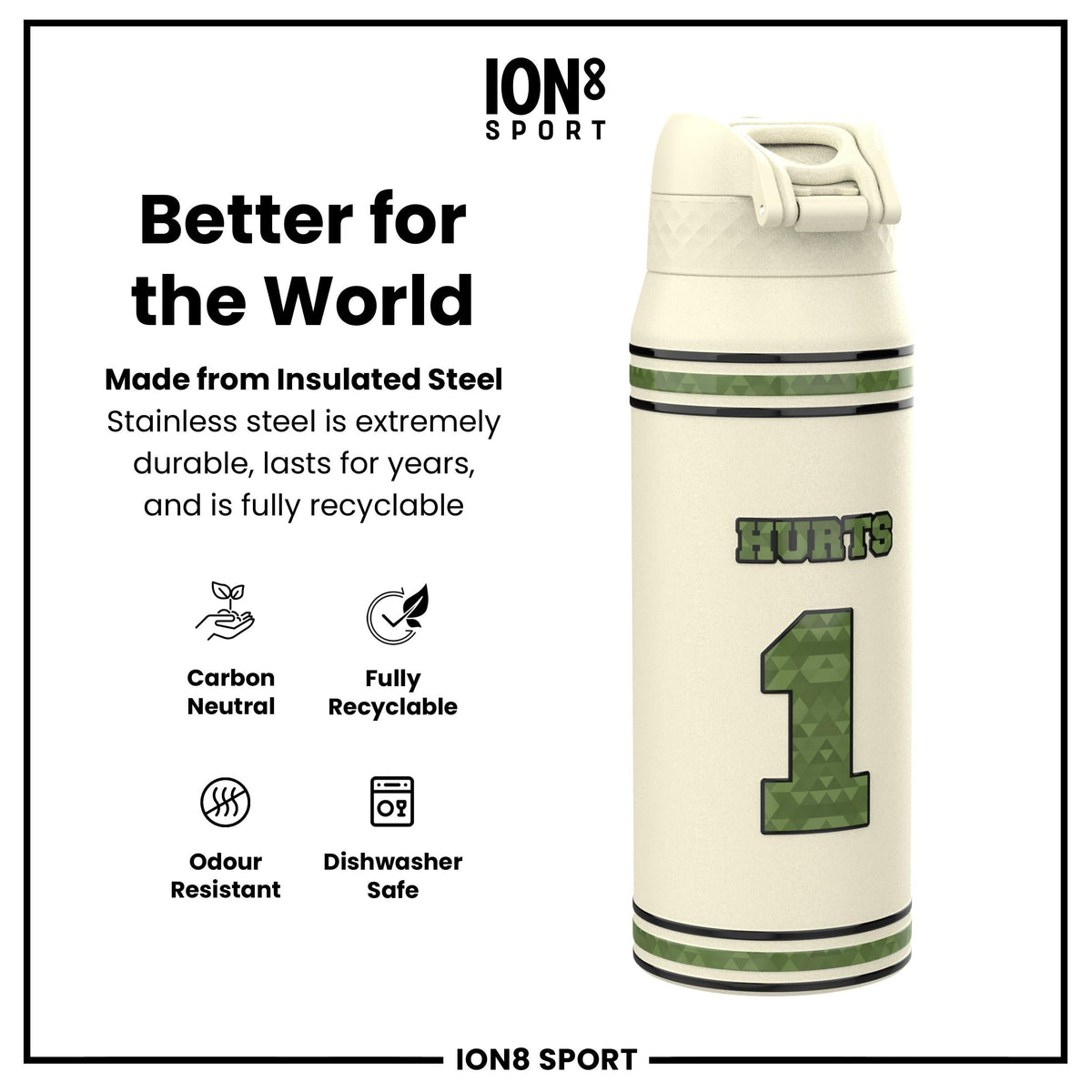 NFL x ION8, Inox isotherme, Icon Series, Jalen Hurts, 750 ml