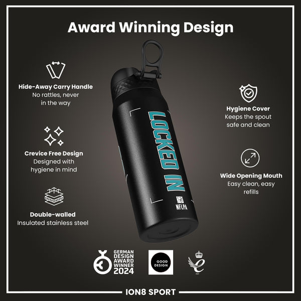NFL x ION8, Inox isotherme, Locked In Series, De'von Achane, 750 ml