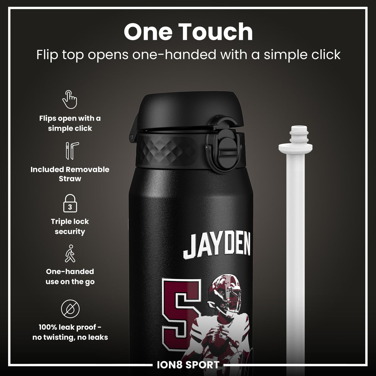 NFL x ION8, Inox isotherme, Locked In Series, Jayden Daniels, 750 ml