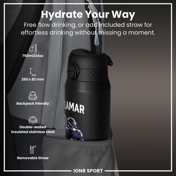 NFL x ION8, Inox isotherme, Locked In Series, Lamar Jackson, 750 ml