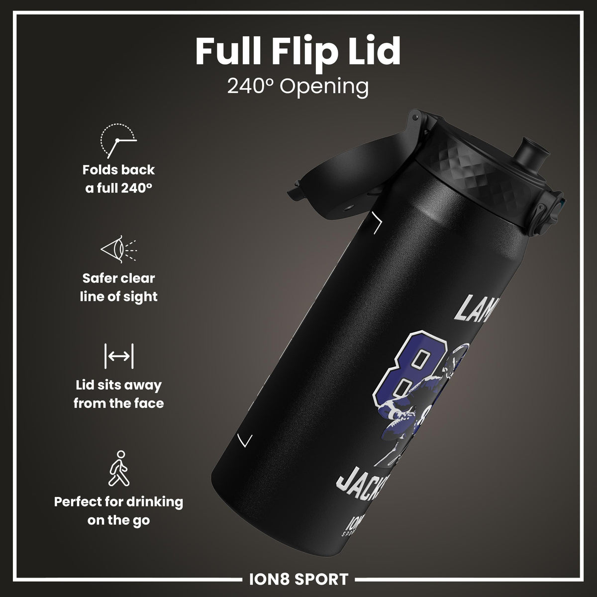NFL x ION8, Inox isotherme, Locked In Series, Lamar Jackson, 750 ml