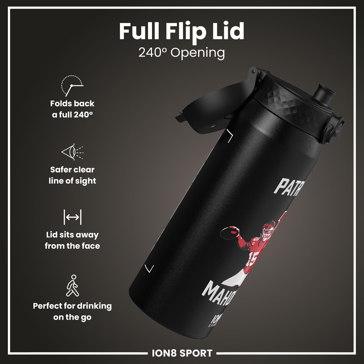 NFL x ION8, Inox isotherme, Locked In Series, Patrick Mahomes, 750 ml