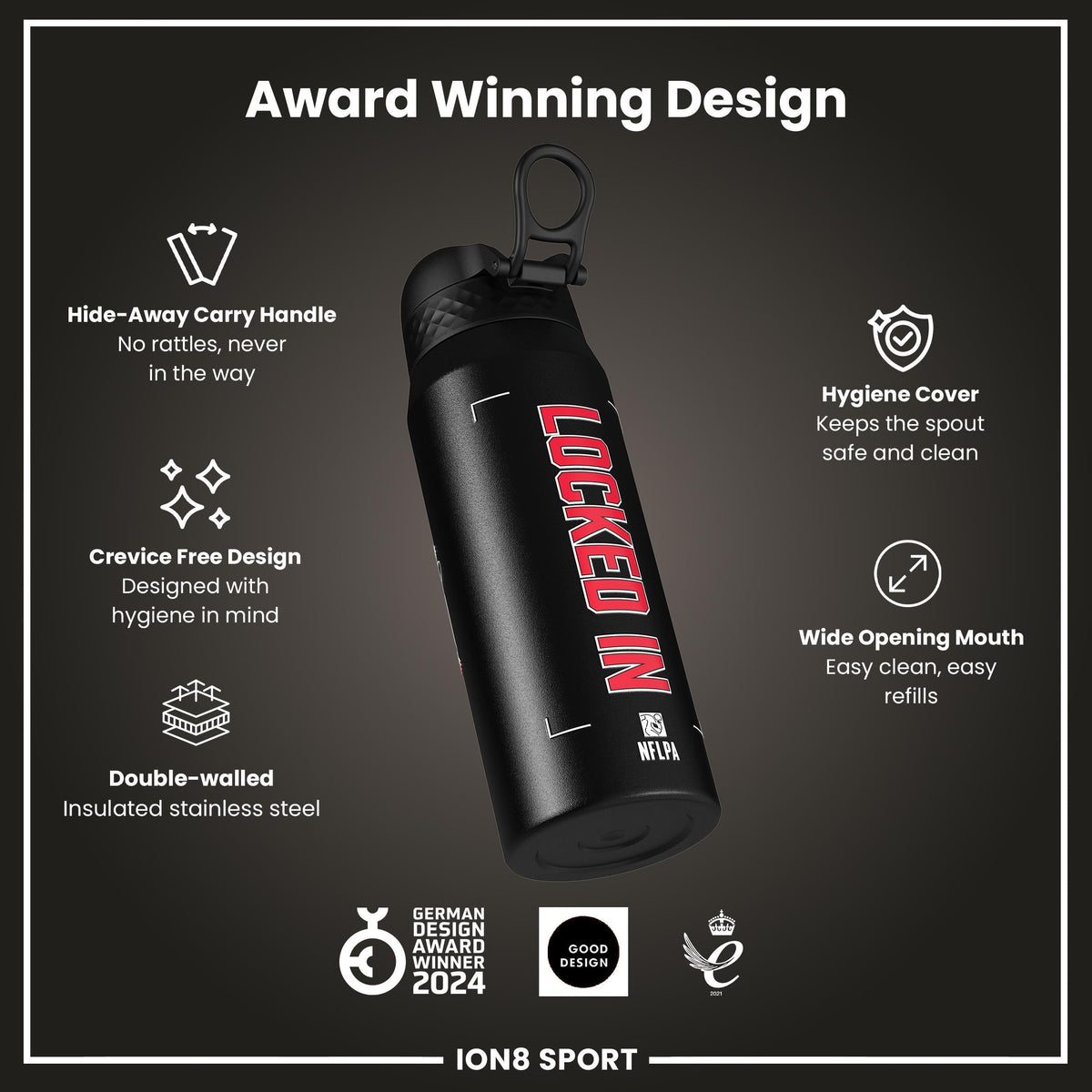 NFL x ION8, Inox isotherme, Locked In Series, Patrick Mahomes, 750 ml